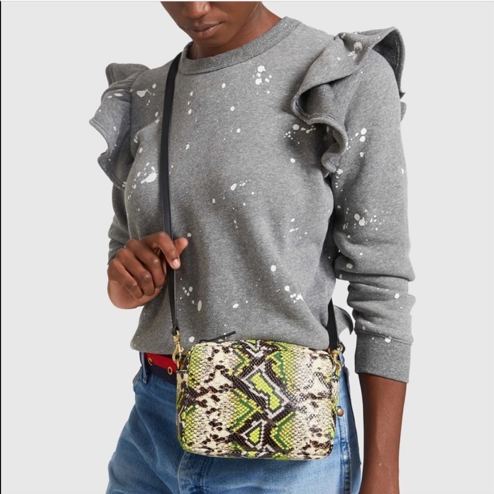 Clare V Midi Sac Riviera Snake Embossed Crossbody Bag NWT
